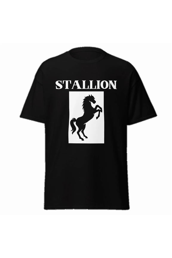 100% cotton tshirts men tee Stallion Mens Classic T Shirt Horse Rearing Graphic Cotton Tee