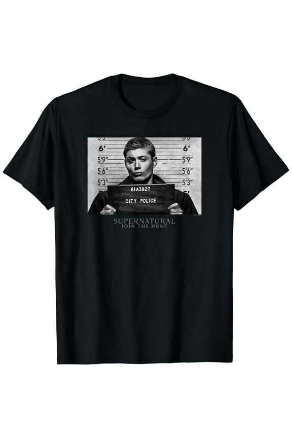 100% cotton tshirts men tee Supernatural Dean Winchester City Police Mugshot Portrait T-Shirt
