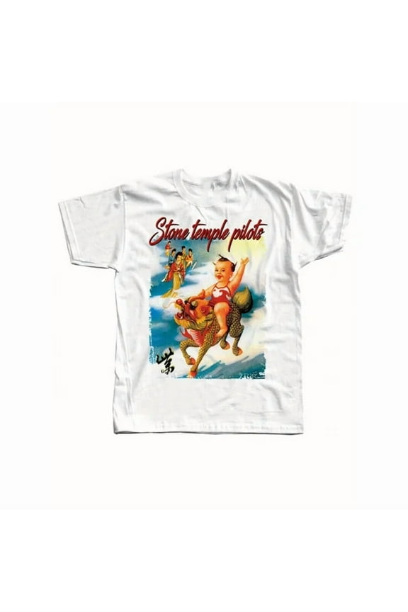 100% cotton tshirts men tee TradeWarStone Stone Temple Pilots 1994 Tour Vintage Graphic T-Shirt - White Unisex Cotton Tee