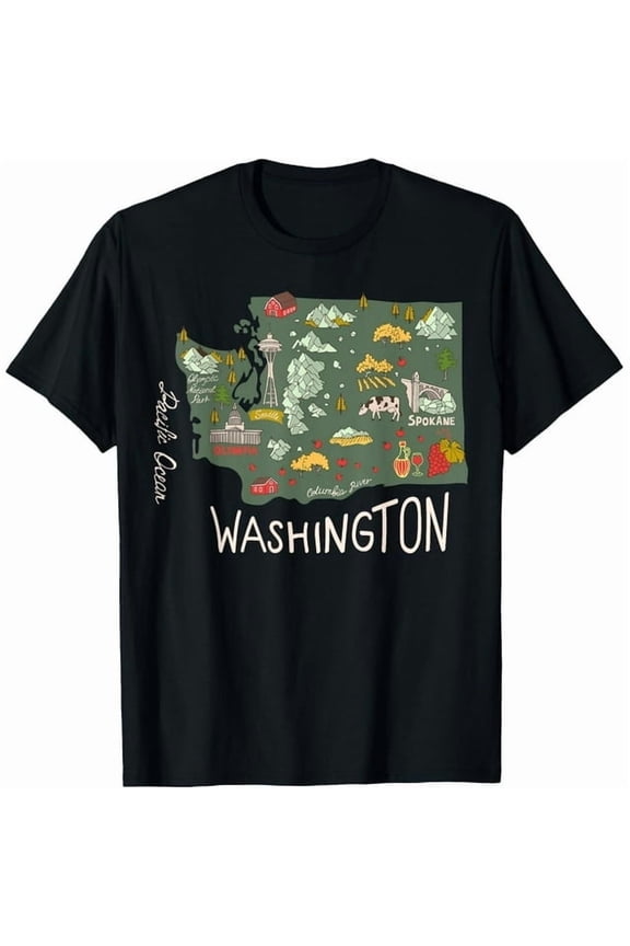 100% cotton tshirts men tee Vintage Washington Evergreen State Seattle Pacific Northwest T-Shirt
