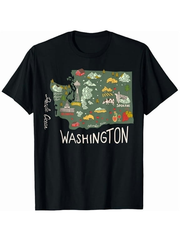 100% cotton tshirts men tee Vintage Washington Evergreen State Seattle Pacific Northwest T-Shirt