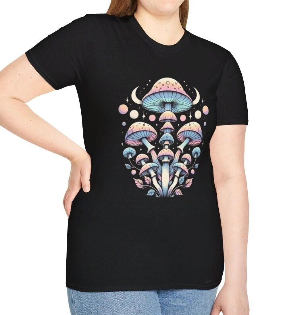 100 cotton tshirts men tee Women's Pastel Mushrooms Shirt