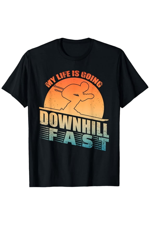 100% cotton tshirts men tee men and women can wear,Funny Skiing Art For Men Women Downhill Ski Snow Skier T-Shirt