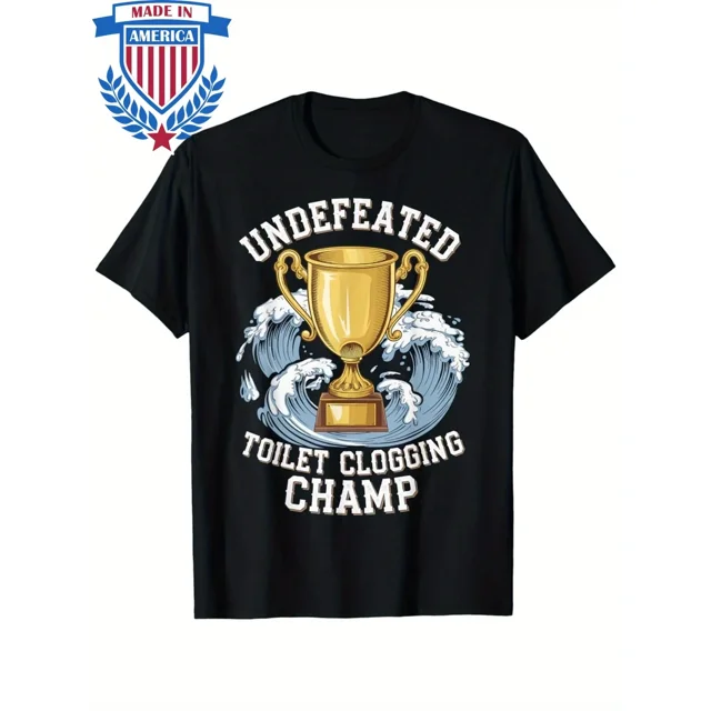 100% cotton tshirts men tee ndefeated Toilet Clogging Champ Graphic T ...