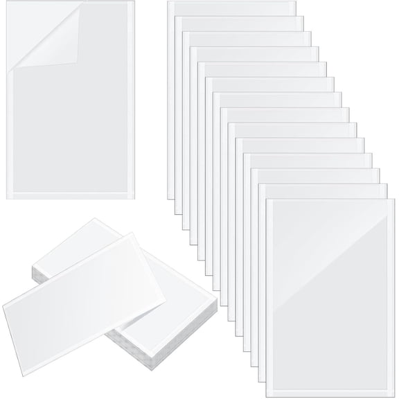 100 count 3 x 5 Inch Self Adhesive Display Pockets Peel and Stick Clear Paper Sleeves Wall and Door Communication Clear Adhesive Sheet Protector Letter Size Plastic Sticky Sheets