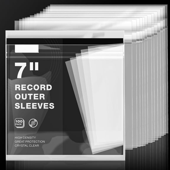 100 count 7 Inch Record Sleeves for Vinyl Record, Outer Record Sleeves for 45 RPM Protection Album Covers, 7.4" x 7.4" Vinyl Records Sleeve Album Covers for Record LP Collection Outer Protective