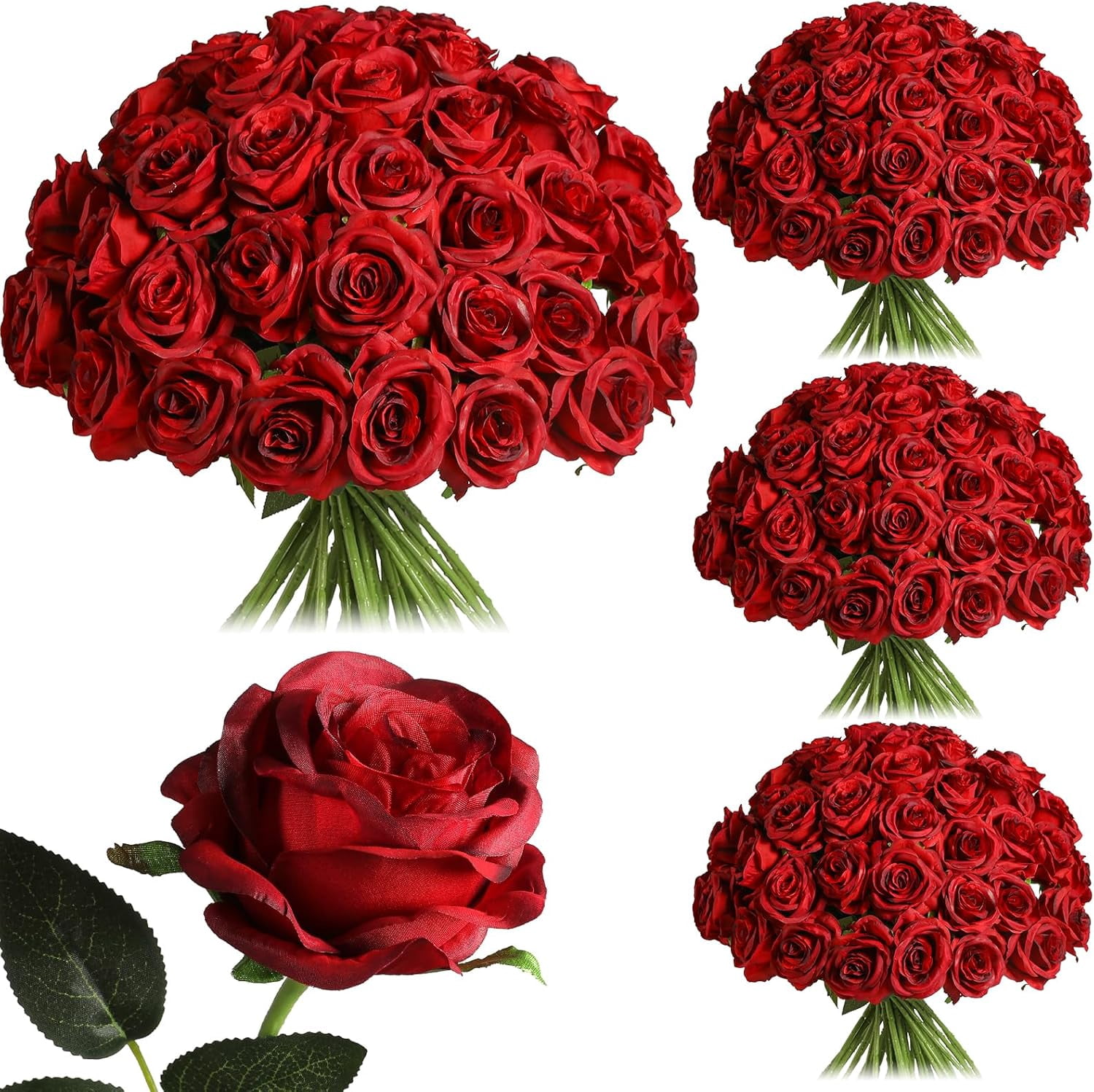 100 Count Roses 100 count Artificial Silk Roses , Roses Flower with Stems for Wedding ...