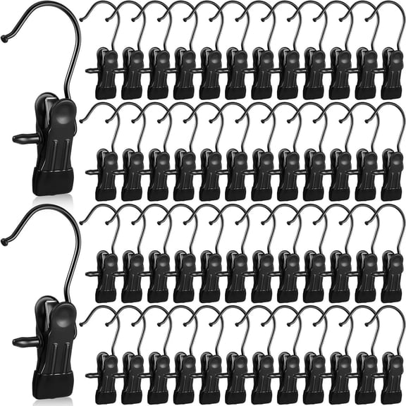100 count Boot Hangers for Closet Laundry Hooks  Clips Boot Hangers Holder Travel  Space Saving for Clothes Hats Towels Single Organizer Clamps(Electrophoresis Black)