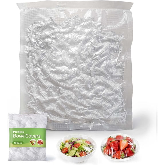100 count Bowl Covers plastic bowl lid for Sourdough Proofing & Bread Fermentation, Multi-use for Kitchen Keeping, Outdoor Picnic and Disposable Hair Shower Cap