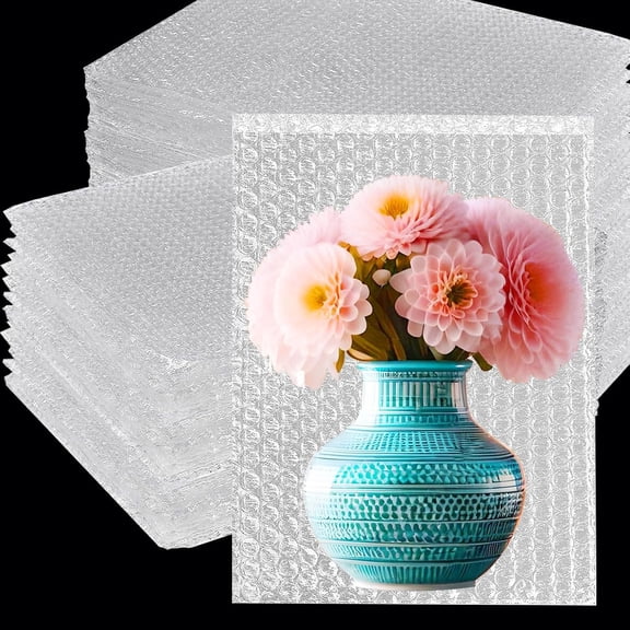 100 count Clear Bubble Pouches Wrap Bags, 8 x 12 Inch Bubble Out Bag Pouch for Packing & Shipping, Double Layer Bubble Cushion Wrap Bags Protective Bubble Pouches Bags for Moving and Storage