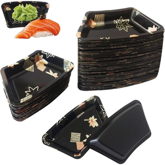 100 count Dipping Sauce Dish, Disposable Small Sushi Tray, Mini Shell Shape Serving Plates, Plastic Condiment Seasoning Platter Side Dishes for Parties, BBQ, Restaurant