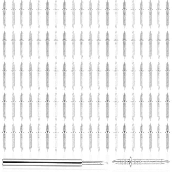100 count Double  Skirting Nails, Invisible Headed Seamless Baseboard Screws with Sleeve Tool No-Mark Fasteners Seamless Skirting Sided Finishing Nails for Solid  Trim (Double Thread)