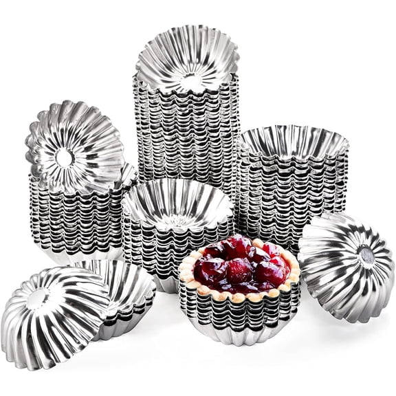 100 count Egg Tart Molds for Baking, 3" Mini Tart Pie Pan, Brioche Mold, Ensaymada Molder Filipino, Brioche Tins Mould for Tart Shells, Cupcakes, Mini Cake, Pudding, Muffin