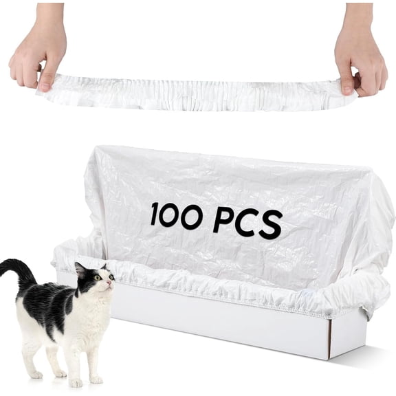 100 count Elastic Band Trash Bags for Popur X5 Self-Cleaning Litter Box Self Cleaning Litter Box Trash Bags for Kitty (Clear)
