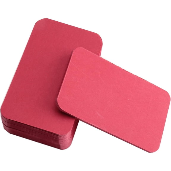 100 count Mini Cards Blank Small Round Corner Cardboard Flash Message Notes Business Index Tags Cards for Language Learning Art Craft Supplies (Red)