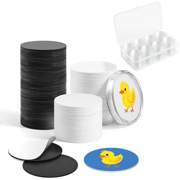 100 count NTAG215 NFC Tags with Adhesive - Includes Clear Plastic Capsules - Blank Programmable NFC 215 Chips, Compatible with TagMo, Amiibo, Android, and Other NFC Devices (Black+White-100)