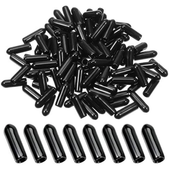 100 count Rubber Screw Caps, 1/8 Inch Rubber End Caps Black 3mm