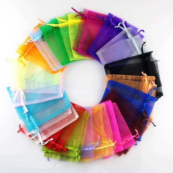 100 count Sheer Organza Bags With Drawstring for Wedding Favor, Party, Favor , Candy, Birthday, Christmas, Festival, Soaps, Makeup,Wrapping Supplies, 6 x 4 Inch Small Mesh multicolor Bags.