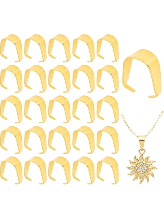 100 count Stainless Steel Snap Bails, 8.5mm Pinch Clip Pendant Connector Clasp for Making, Necklace Earring Bracelet Choker Findings(Golden)