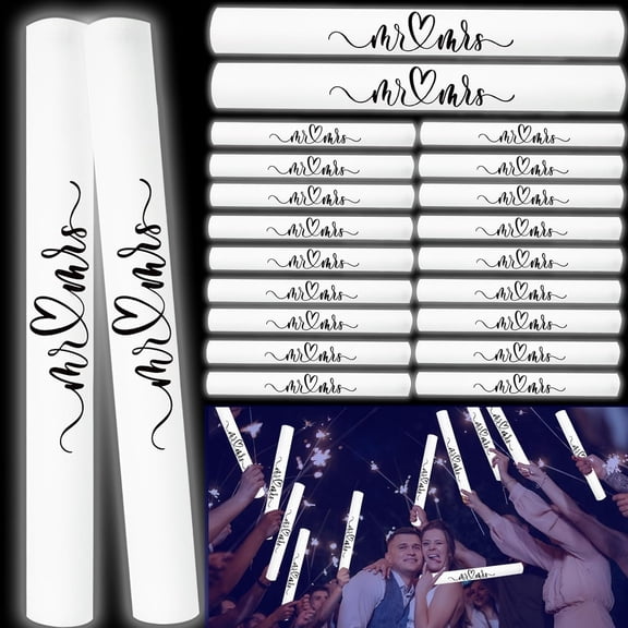 100 count White Glow Sticks for Wedding Reception LED Glow Sticks Light Up Sticks Party Pack Wedding Wand Glow in the Dark Flashing Party Supplies for Raves, Concert(100)