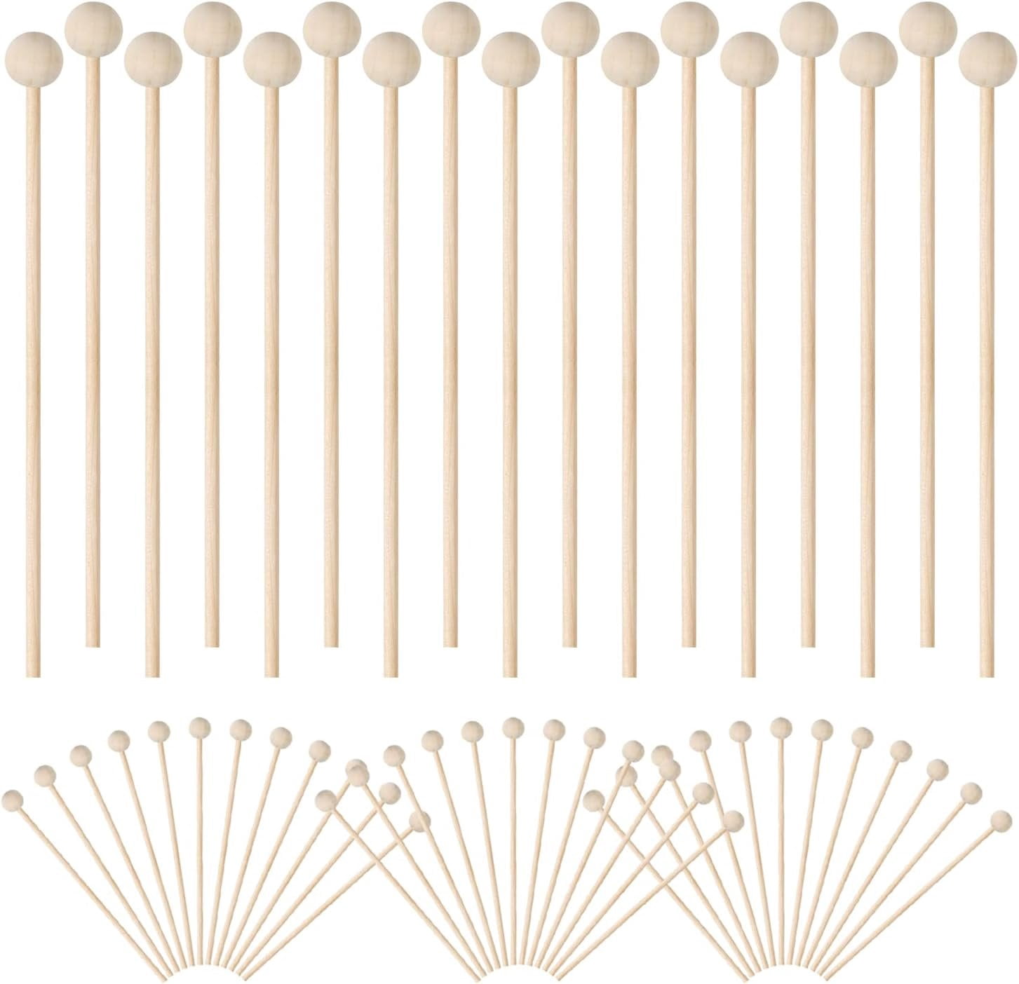 Countig Stick 100 count Wooden Rock Candy Sticks with Ball, Swizzle Sticks Cake Candy ...