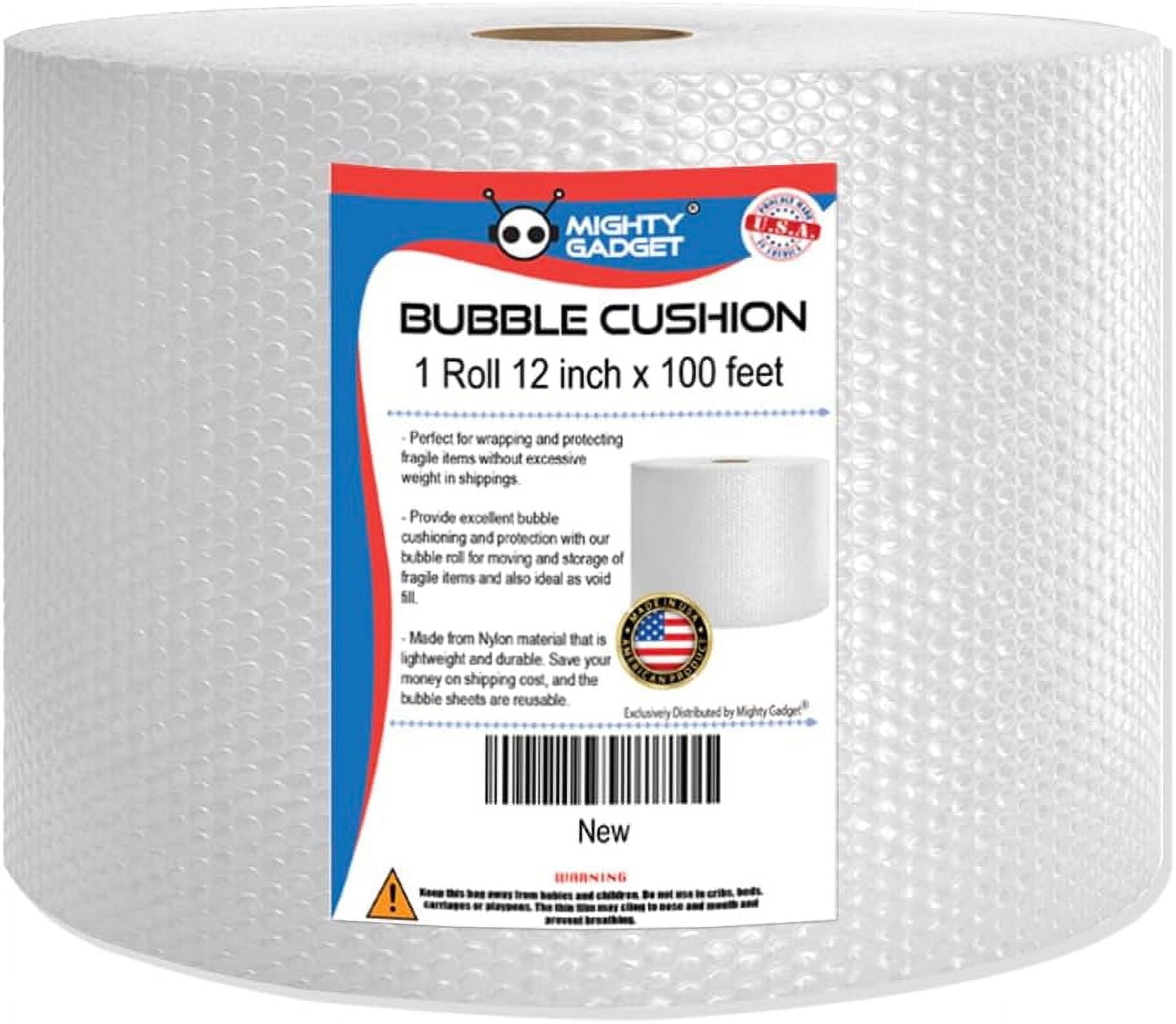 100 feet Small Bubble Cushioning Wrap Packing Materials for Extra Protection for Fragile Items: Glassware, Porcelain, Antiques, Ceramics, Dishes 12" Wide