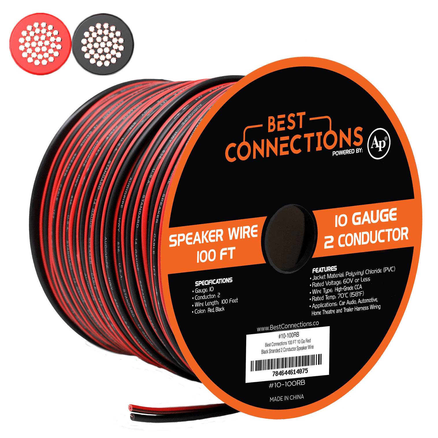 Stranded Wire: Black, 30 AWG, 100 Feet
