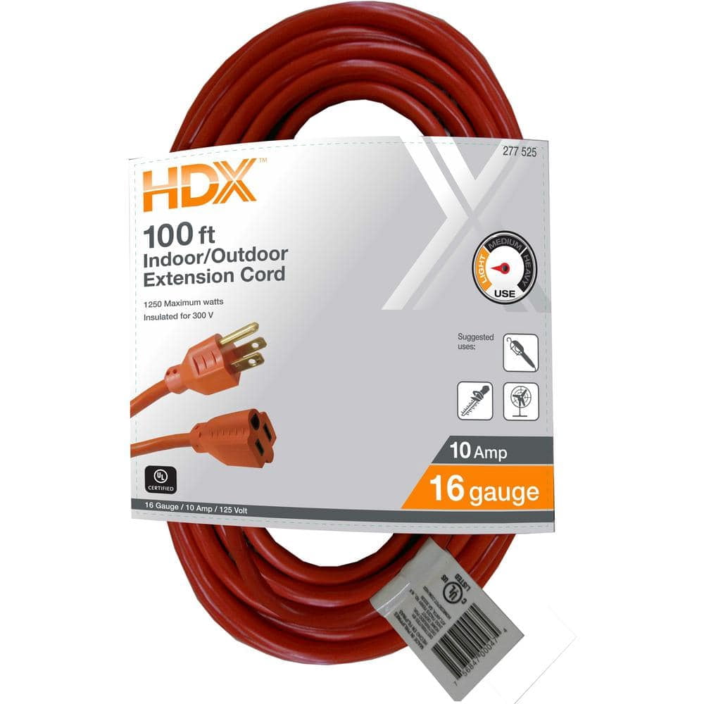 100 ft. 16/3 Light Duty Indoor/Outdoor Extension Cord, Orange - Walmart.com