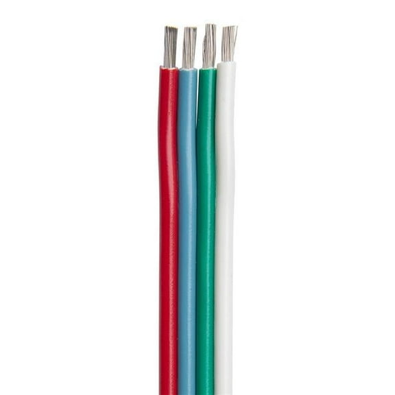 100 ft. 16-4 AWG Flat Ribbon Bonded RGB Cable, Red, Light Blue, Green & White