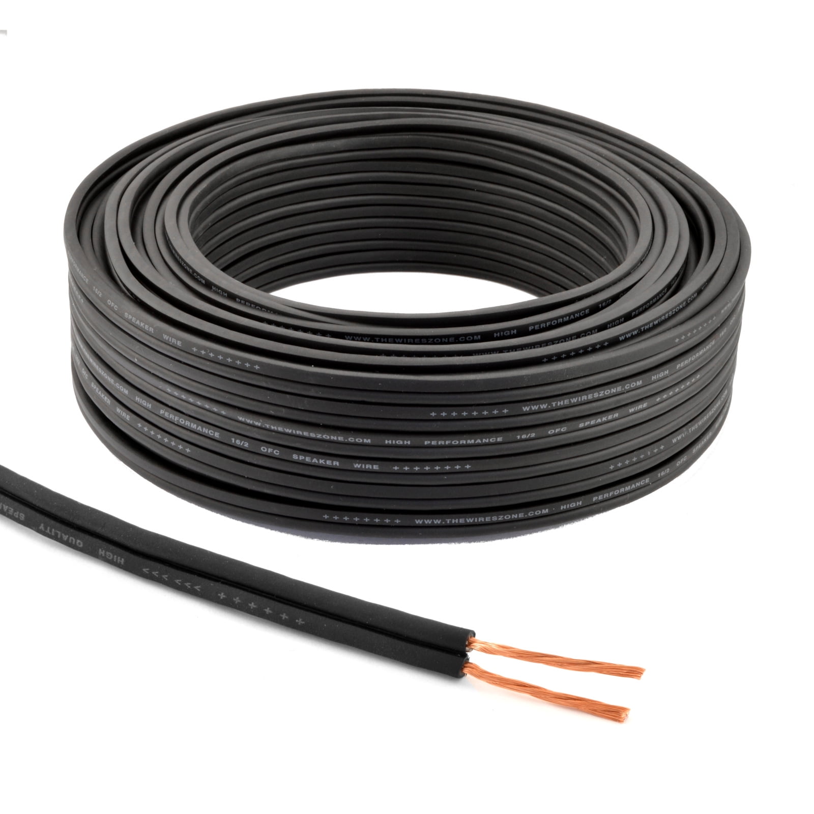 100 ft. 16 AWG High Performance OFC Full Copper Home and Car Audio Speaker Wire Black