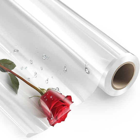 100 ft Clear Cellophane Wrap Roll (31.5 in x 100 ft) - 3 Mil Thicken Cellophane Roll, Clear Cellophane Bags Large, Clear Wrapping Paper for Flower Gift Baskets Wrap (31.5" fold into 16")