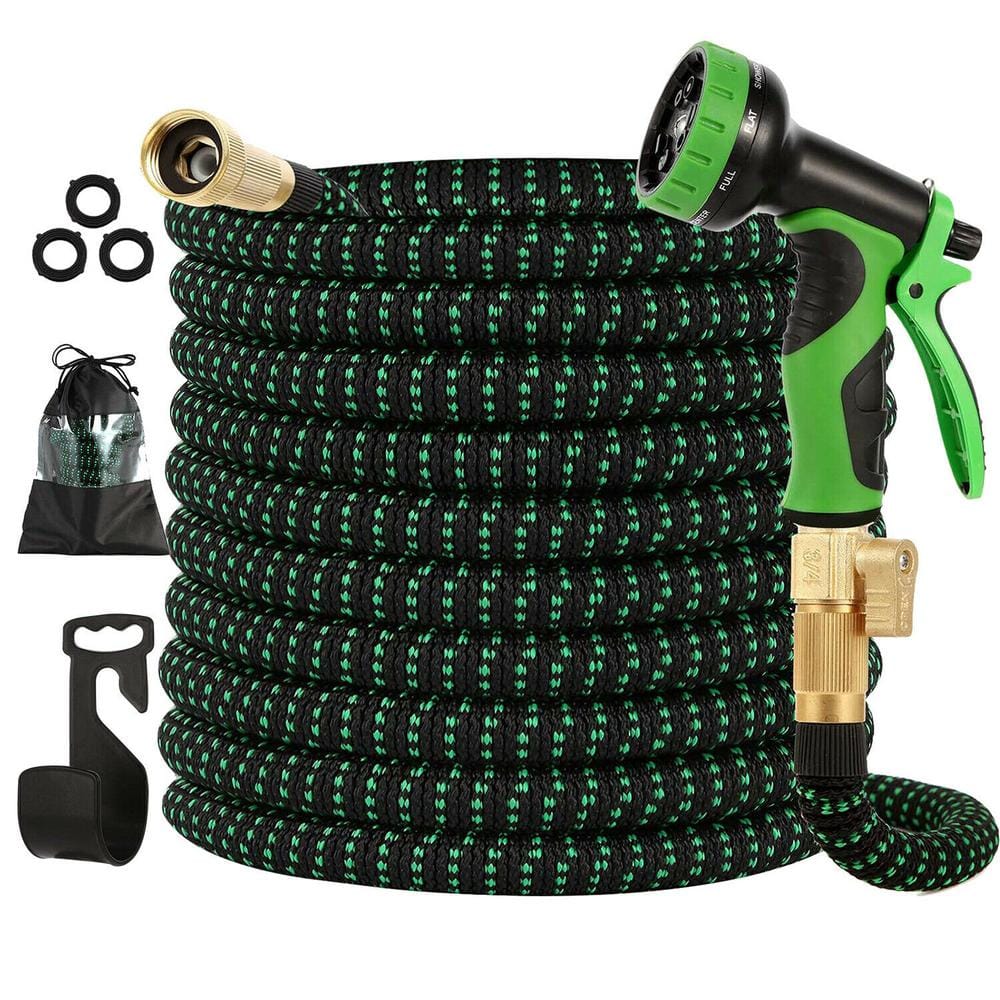 100 ft. Flexible Water Hose with 10 Function Nozzle Garden Water Hose