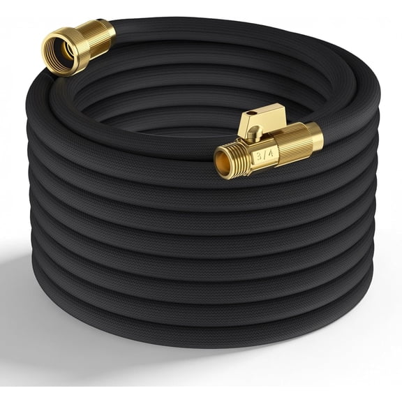 100 ft Lightweight Flexible Garden Hose with Shut-Off Valve, Kink-Resistant PVC and Premium Hybrid Polymer, Black, 400 PSI Max Pressure