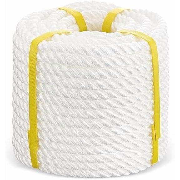 100 ft Nylon Rope 1/2 Inch White Pull Rope Cord 3 Strand Twisted for Pull Swing Climb and Knot High Strength Hanging DIY(1/2 inch x 100 ft)$$Tools & Hardware Other