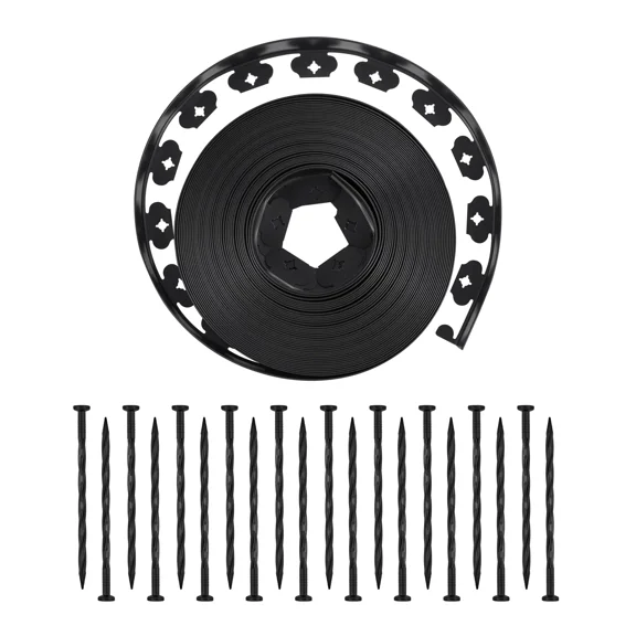 100 ft Plastic Garden Landscape Edging Roll-1.6 in Flexible Lawn Border with 120 Spikes,No Dig UV-Resistant Mini Fence for Flower Beds and Pathways