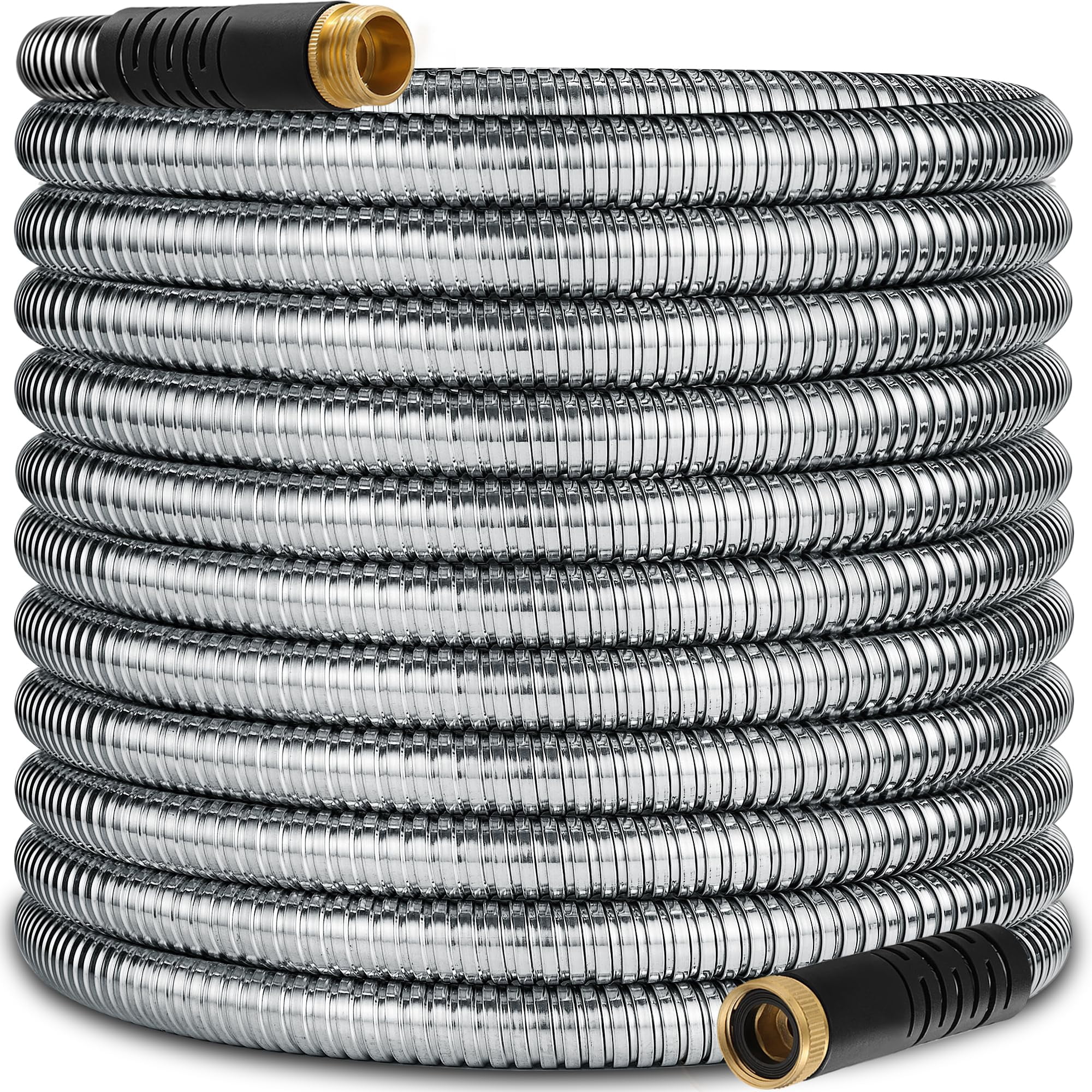 100 ft Stainless Steel Garden Hose - 2026 New Upgraded Metal Water hose - Flexible Water Hoses Pipes with Latex Core, 3/4" Solid Brass Connector - No-Expandable Watering Garden Hoses