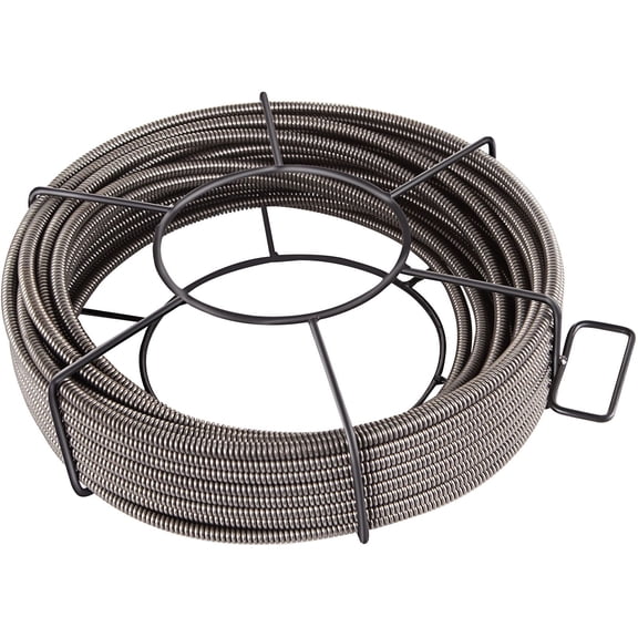 100 ft x 1/2" Solid Core Drain Snake, Heavy Duty Sewer Auger for Pipe Clog Removal and Drain Cleaning