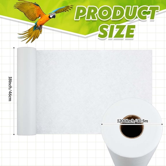 100 ft x 18 Inch Disposable Bird Cage Liner for Parakeets and Parrots (White)