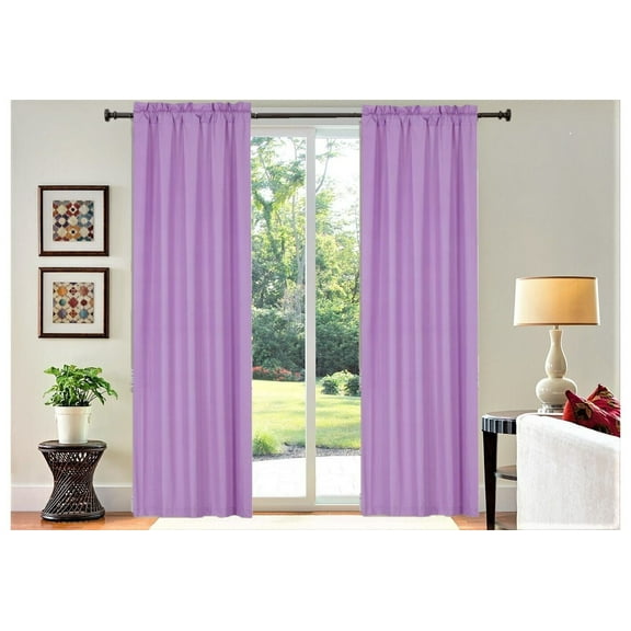 100% full privacy blackout window curtain rod pocket 2 piece panels size 37" wide x 108" long R64 lilac color