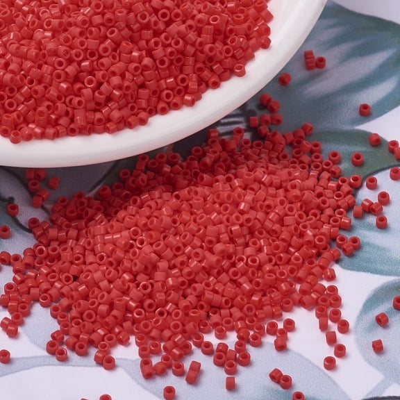 100 g MIYUKI Delica Beads Cylinder Japanese Seed Beads 11/0 (DB0727) Opaque Vermillion Red 1.3x1.6mm Hole: 0.8mm 20000pcs/bag 100g/bag