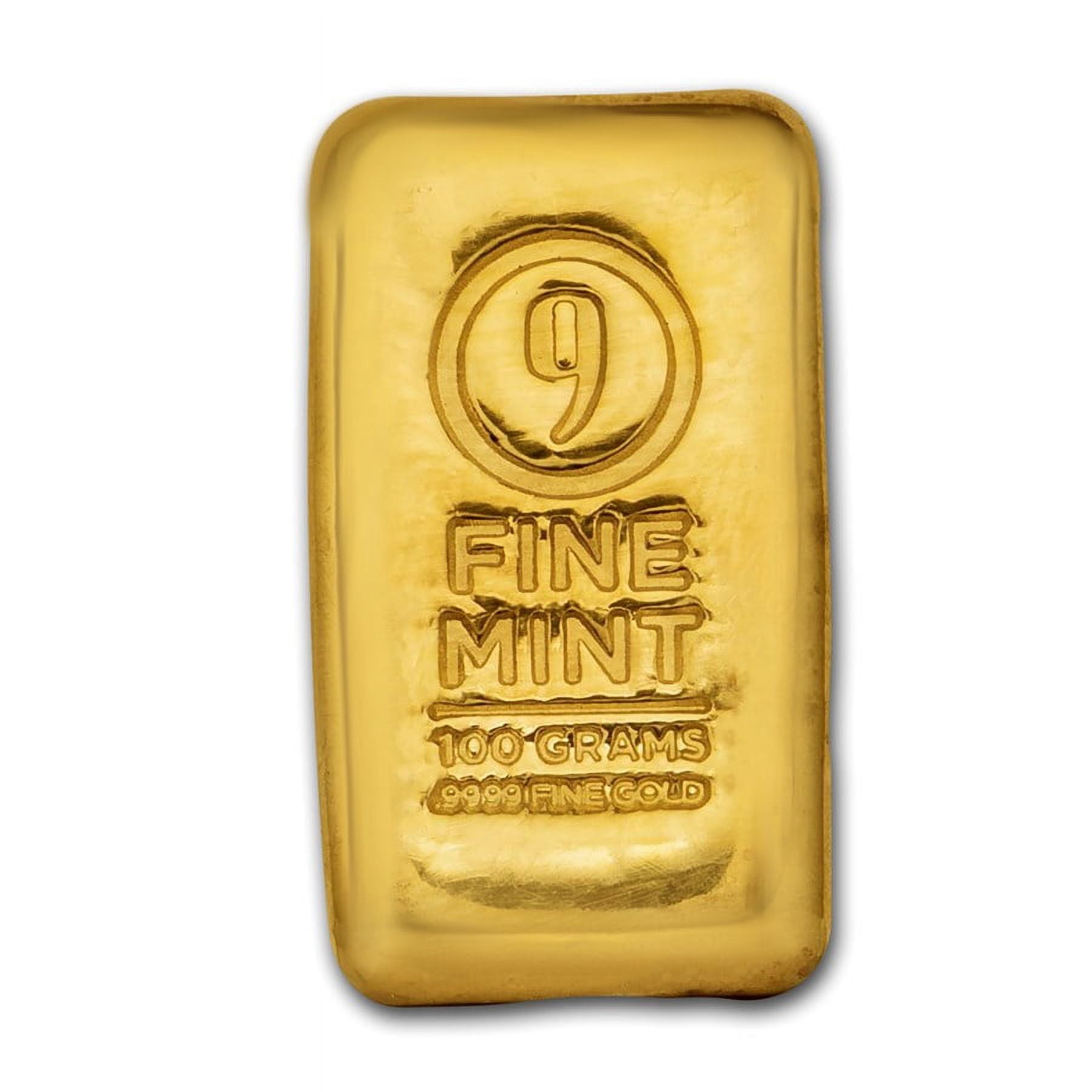 100 gram Cast-Poured Gold Bar - 9Fine Mint
