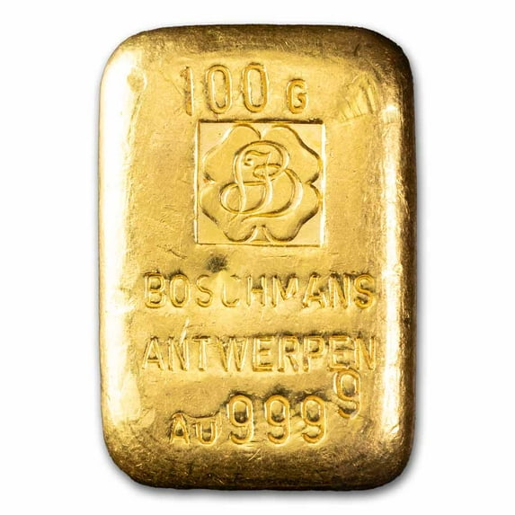 100 gram Gold Bar - Boschmans Antwerpen (Vintage, Poured)