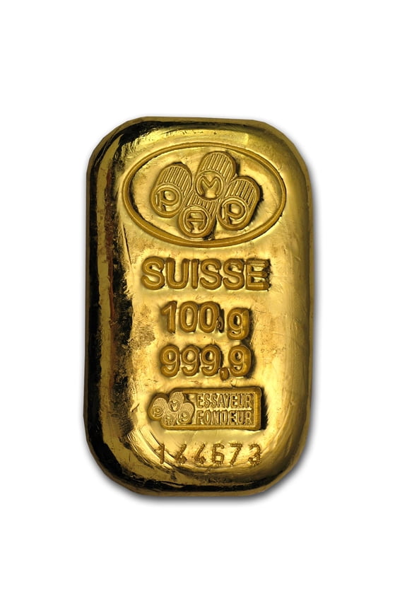 100 gram Gold Bar - (Cast w/Assay)