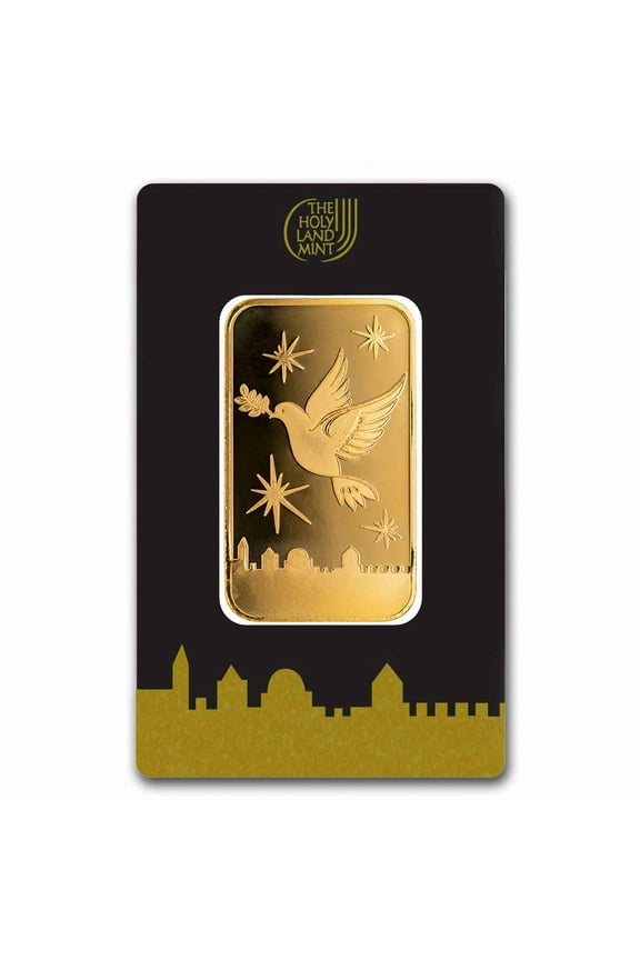 100 gram Gold Bar - Holy Land Mint Dove of Peace (In Assay)