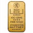 thumbnail image 1 of 100 gram Gold Bar - Johnson Matthey (Leu Bank), 1 of 3