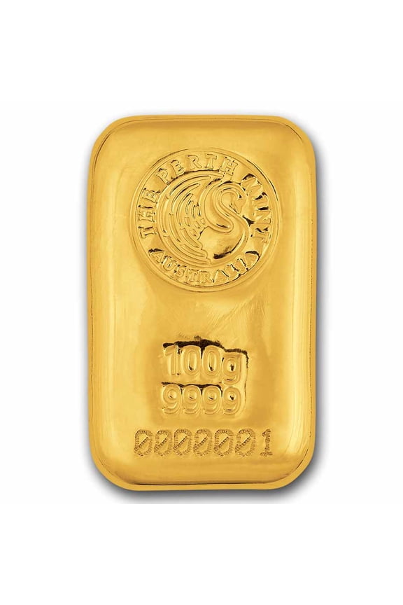 100 gram Gold Bar - Perth Mint (Cast, Serialized)