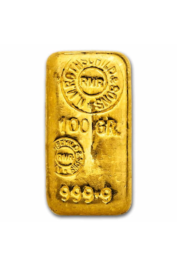 100 gram Gold Bar - Rothschild (Mocatta, .9999 Fine)