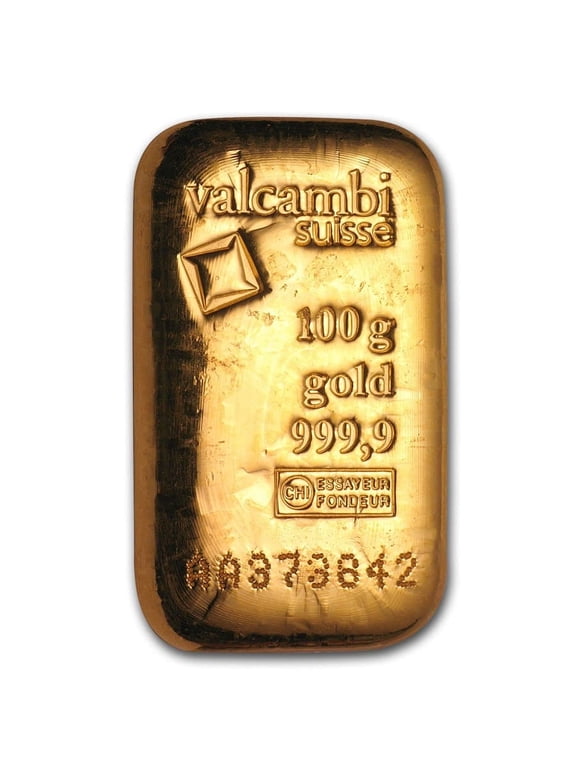 100 gram Gold Bar - Valcambi (Cast/Poured w/Assay)