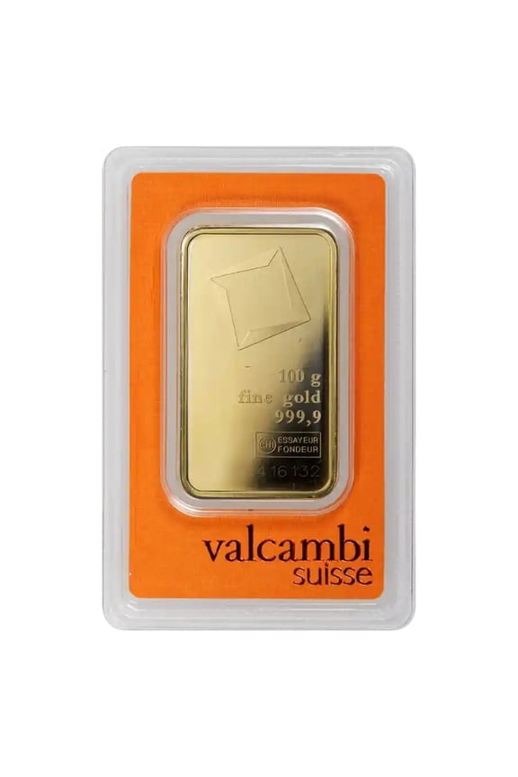 100 gram Gold Valcambi Bar with Assay Card