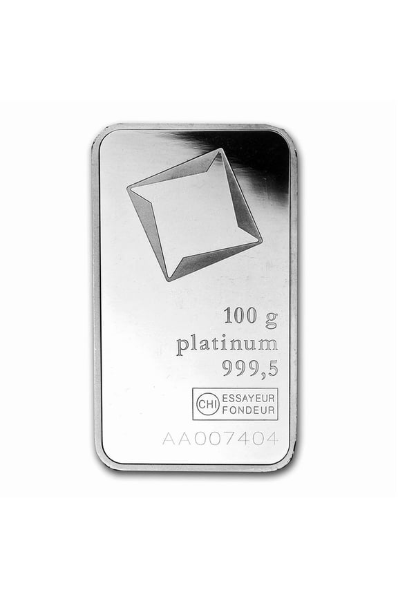 100 gram Platinum Bar - Secondary Market (.999+ Fine)